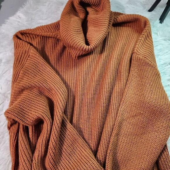 Shein Funnel Neck Drop Shoulder Ribbed Knit Sweater - Picture 6 of 15